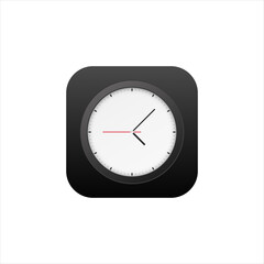 Clock application icon for mobile phone. Watch logo with gray gradient. Timer logo.