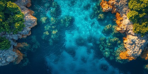 Obraz premium Aerial View of Crystal Clear Coral Reef