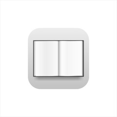 Book application icon for mobile phone. Reading logo with gray gradient. Logo of open book.