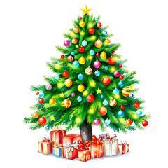 Christmas Tree Sublimation Clipart, Watercolor Christmas Tree Clipart design Isolated on white background.