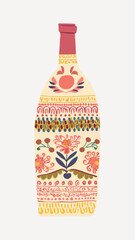 Colorful decorative floral bottle