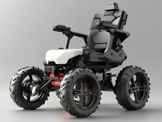 Obraz premium High-Tech All-Terrain Wheelchair with Four Large Wheels for Enhanced Mobility