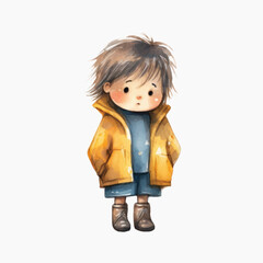 Cute child in yellow jacket