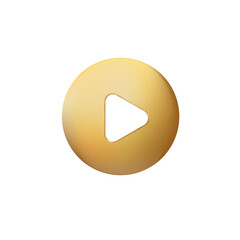 Golden play 3D button. Gold square play button.