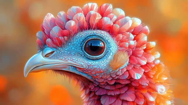 whimsical turkey portrait comical expression thanksgiving humor vibrant feathers quirky holiday illustration
