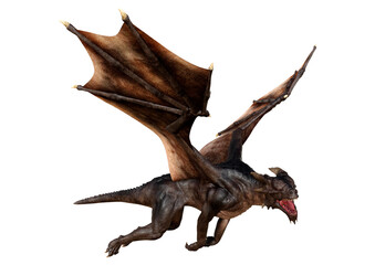 3D Rendering Fairy Tale Dragon on White