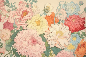 Colorful floral art illustration