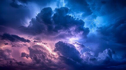 Obraz premium Dramatic and Powerful Lightning Bolts Flashing Across Stormy Turbulent Clouds Lighting Up the Horizon with Electrifying Energy and Natural Force