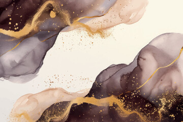 Abstract watercolor with gold accents