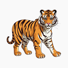 Majestic tiger illustration on white