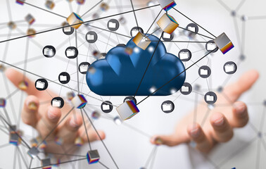 Cloud technology. Integrated digital web concept background