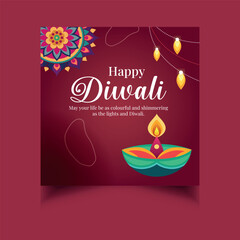 happy diwali festival background. square design for greeting, invitation, poster, banner and social media