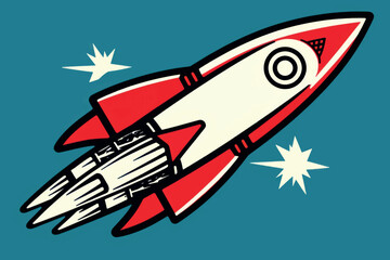 Retro rocket spaceship illustration