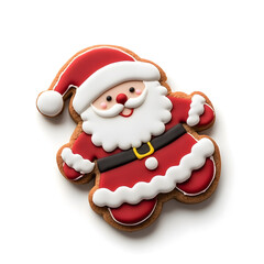 Fototapeta premium Holiday Christmas Santa Claus Cookie top view isolated on white