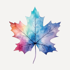 Fototapeta premium Colorful watercolor maple leaf