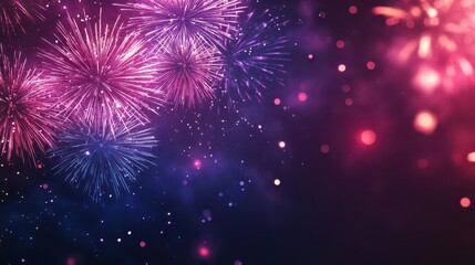 Fototapeta premium Colorful fireworks burst in the night sky, creating a dazzling display of lights and colors for festive celebrations.