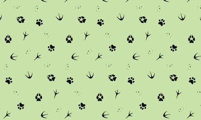 Simple Seamless Pattern with Animal Tracks, Paw, EPS 10,Veterinary, Cute, Black, Vector 