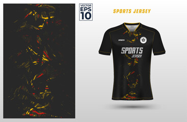 T-shirt sport jersey design template with geometric halftone pattern background. Sport uniform in front view. Shirt mock up for sport club. Vector Illustration	