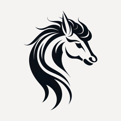Elegant black horse head silhouette