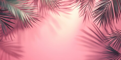 Soft Pink Background with Palm Leaf Shadows