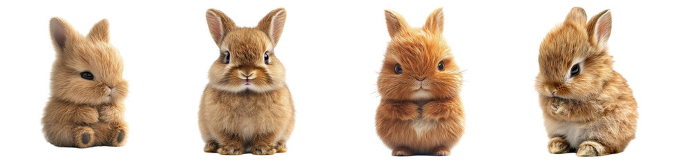 Obraz premium Fuzzy brown bunny with a twitching nose, isolated on transparent background. Ideal for pet, wildlife, and cute animal designs.