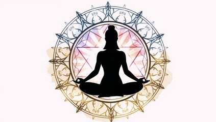 A silhouette of a person sitting in a lotus position.