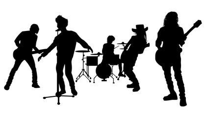 Naklejka premium Silhouettes of band groups on a transparent background. Perfect for stickers, tattoos, icons, logos