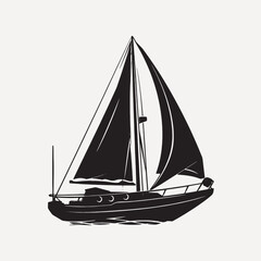 Elegant sailboat silhouette vector illustration