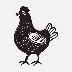 Stylized black chicken illustration