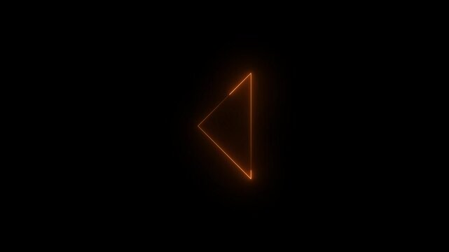 Neon flick right icon glowing black background animation