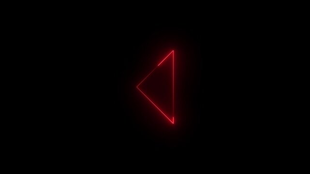 Neon flick right icon glowing black background animation