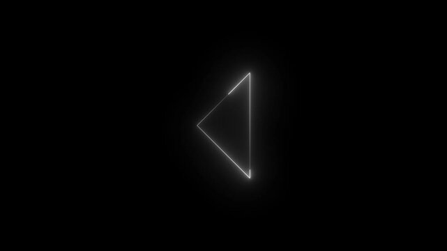 Neon flick right icon glowing black background animation