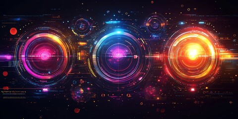 Abstract futuristic background with glowing circular elements.