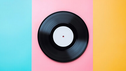 Obraz premium clipping vinyl record mockup template with white paper cover isolated on pastel background