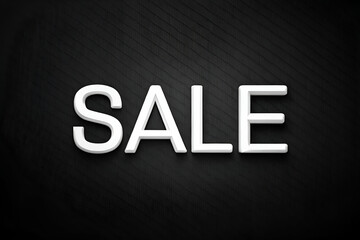 A black and white image of a sign that says Sale. The sign is white and black and is on a dark background