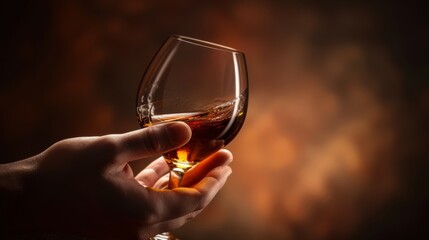 Hand Holding Glass of Vintage Port Wine