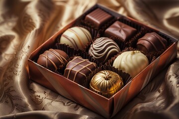 Assorted gourmet chocolates in luxury box