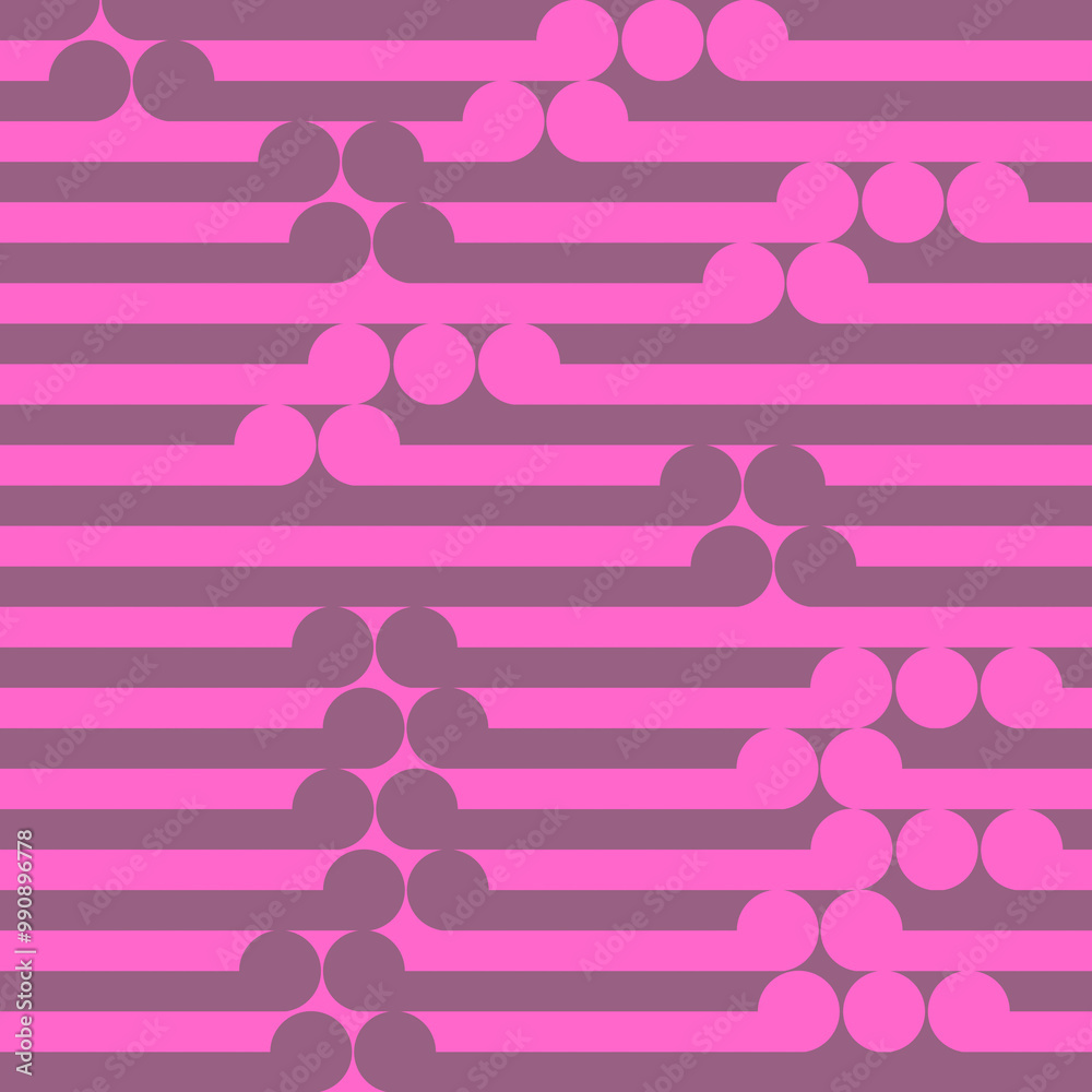 Poster Abstract geometric pattern of intertwined pink figures. Optical illusion. 3d rendering digital illustration