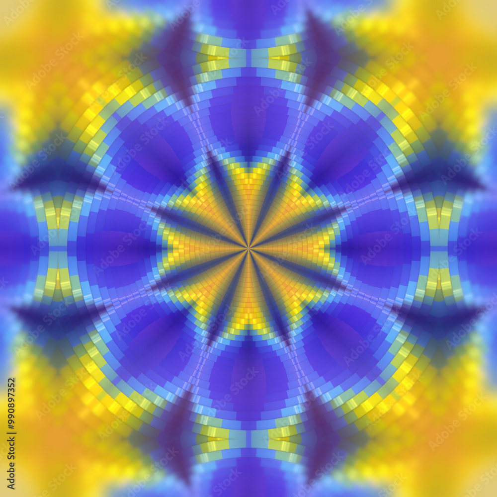 Aufkleber Bright kaleidoscopic abstract background with wave pattern. 3d rendering digital illustration