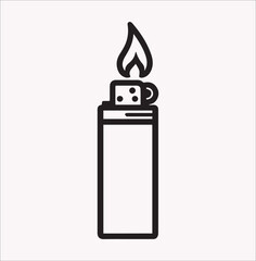 Fire lighter line Vector silhouette illustration icon on a white background