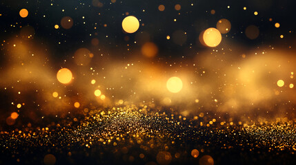 Gold and black glitter background glimmer sparkle golden and black background Abstract holidays lights on background is beautifull golden  glitter shinig and abstrect colour Blurred defocused bokeh 