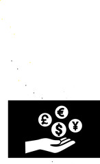 Silhouette hand holding money coin icon iconbvector