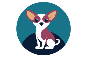 Vector round chihuahua logo. Little serious chihuahua sits in circle vector art illustration