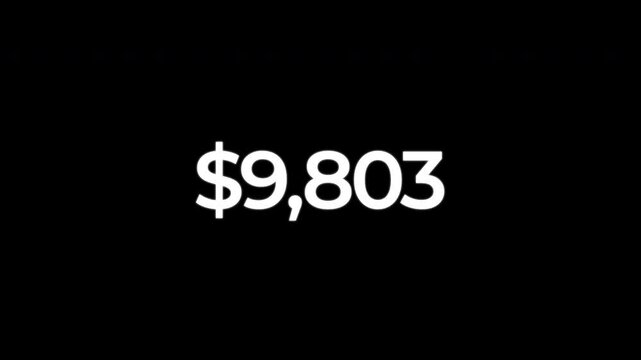 Decrease Money Animation, Earning 10K Dollar with Black Background
