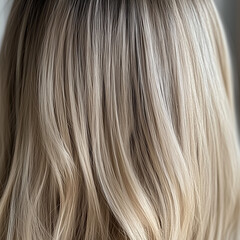 Fototapeta premium Silken Strands: Close-Up of Beautiful Blonde Hair with Smooth Texture
