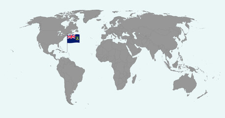Pin map with British Virgin Islands flag on world map. Vector illustration.