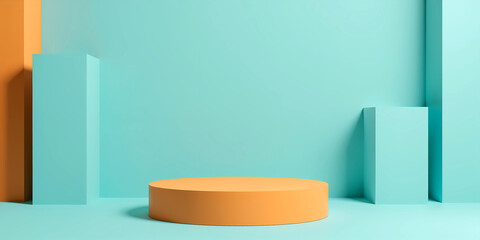 Minimalist teal and orange geometric display