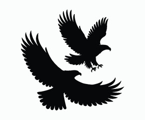 Obraz premium Golden eagle silhouette editable EPS vector isolated illustration template on a white background