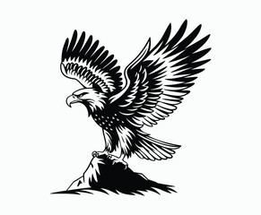 Golden eagle silhouette editable EPS vector isolated illustration template on a white background