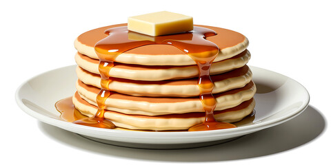 Hyper-realistic pancakes with butter and syrup
